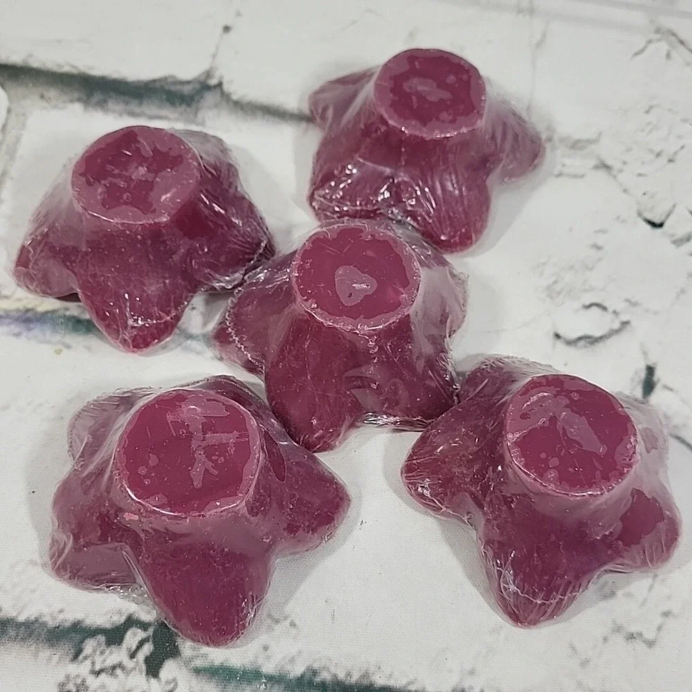 Vintage Floating‎ Candles Maroon 3D Figural Wax Flowers Lot Of 5 Sealed
